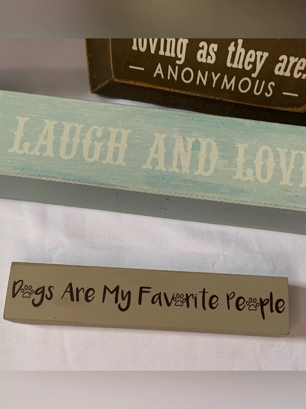 Dog Love Wall Shelves Signs Set Bundle of 3 Brown Blue Inspirational Plaques